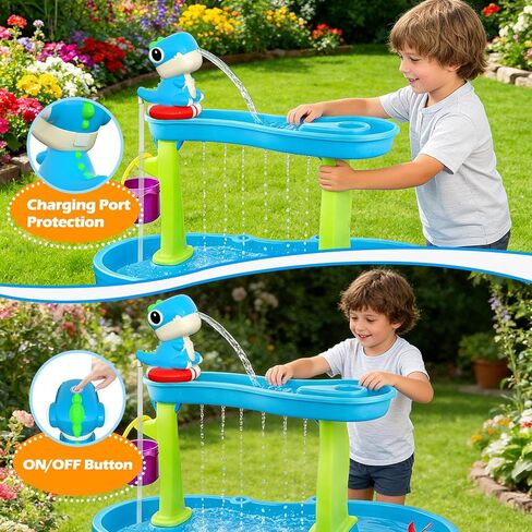 Dinosaur Water Table Pump Continuous Flow – Rechargeable Battery Powered Water Pump for Water Table Accessories – Summer Outdoor Water Play Toys (Blue) in Kuwait
