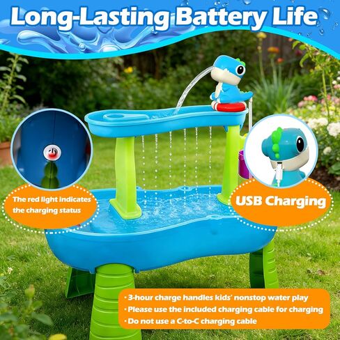 Dinosaur Water Table Pump Continuous Flow – Rechargeable Battery Powered Water Pump for Water Table Accessories – Summer Outdoor Water Play Toys (Blue) in Kuwait