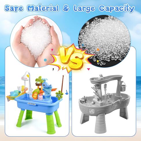 Upgraded Toddler Sand Water Table Toy with Electric Water Pump, Kids Sand Water with Faucet/Play Food Accessories/Fishing Toy, Kitchen Play Sink Toys for Girl Boy Age 3+ (Blue) in Kuwait