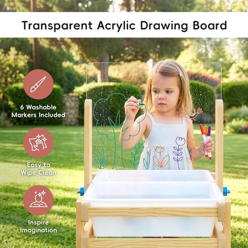 OOOK Wooden Sand and Water Table with 2 Bins, 20 PCS Water Toy Accessories in Kuwait