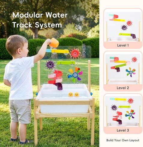 OOOK Wooden Sand and Water Table with 2 Bins, 20 PCS Water Toy Accessories in Kuwait