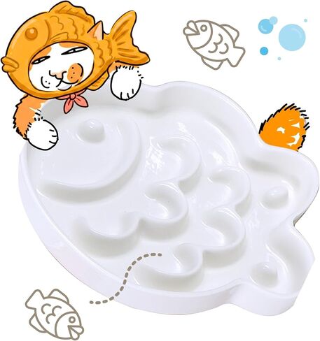 Elevated Slow Feeder Cat Bowl with Stand, 6.3" Ceramic Fish Maze Cat Food Bowl, Raised Whisker Friendly Wide Shallow Cat Dish for Wet & Dry Food, Non-Slip Puzzle Feeder(Green) in Kuwait
