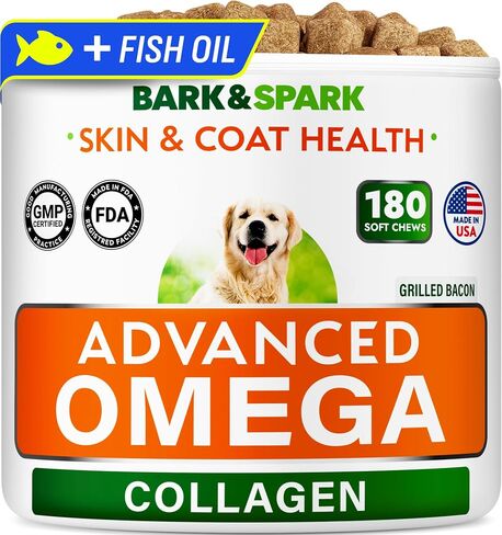 BARK&SPARK Adv. Omega 3 + Collagen for Dogs - Fish Oil Skin & Joints Health in Kuwait