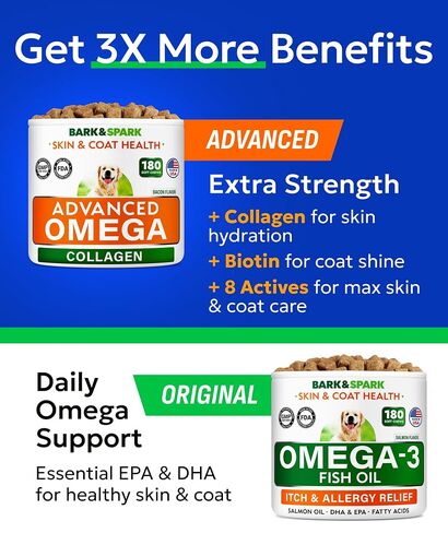 BARK&SPARK Adv. Omega 3 + Collagen for Dogs - Fish Oil Skin & Joints Health in Kuwait