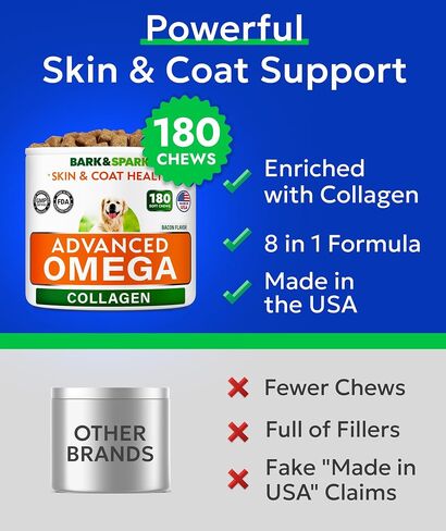 BARK&SPARK Adv. Omega 3 + Collagen for Dogs - Fish Oil Skin & Joints Health in Kuwait