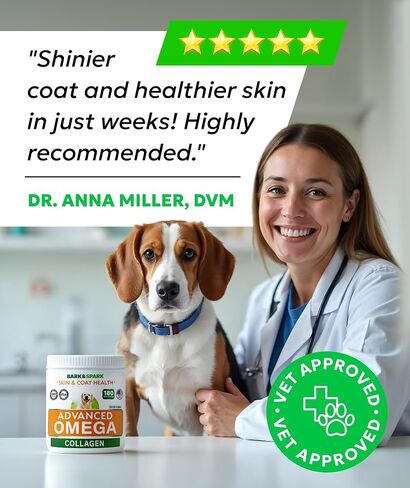 BARK&SPARK Adv. Omega 3 + Collagen for Dogs - Fish Oil Skin & Joints Health in Kuwait