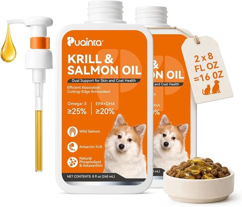 PUAINTA Omega 3 Fish Oil for Dogs & Cats, Salmon & Krill Oil with EPA DHA in Kuwait