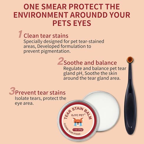 Natural Tear Stain Remover Balm for Dogs & Cats – Gentle & Effective Eye Care, Prevents Tear Stains & Reduces Redness, Safe & Non-Irritating Formula with Professional Brush, 1 oz in Saudi Arabia