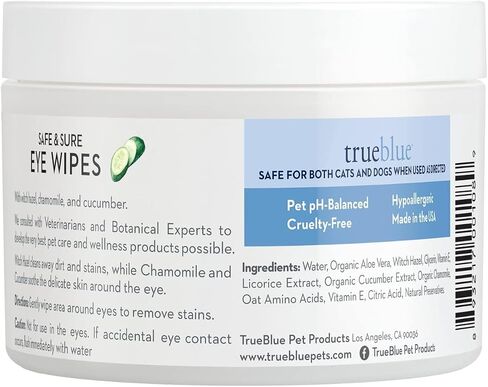 TrueBlue Dog Eye Wipes, Pre-Moistened Textured Pads, Cucumber & Chamomile in Saudi Arabia