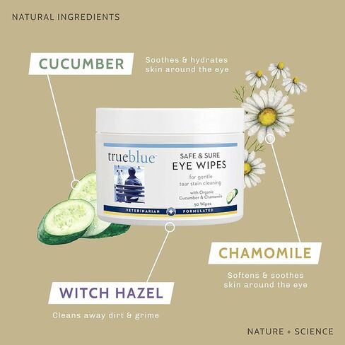 TrueBlue Dog Eye Wipes, Pre-Moistened Textured Pads, Cucumber & Chamomile in Saudi Arabia