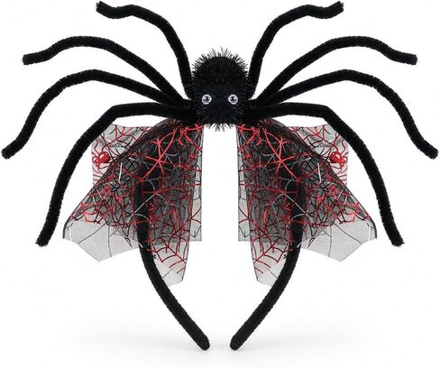 sogiv Halloween Spider Headband for Women Girls, Spooky Black Spider Hairband with Fuzzy Legs and Red Web Wings, Creepy Halloween Costume Accessories for Trick or Treat Party Cosplay Dress Up in Saudi Arabia