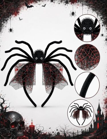 sogiv Halloween Spider Headband for Women Girls, Spooky Black Spider Hairband with Fuzzy Legs and Red Web Wings, Creepy Halloween Costume Accessories for Trick or Treat Party Cosplay Dress Up in Saudi Arabia