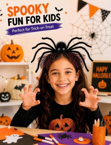 sogiv Halloween Spider Headband for Women Girls, Spooky Black Spider Hairband with Fuzzy Legs and Red Web Wings, Creepy Halloween Costume Accessories for Trick or Treat Party Cosplay Dress Up in Saudi Arabia