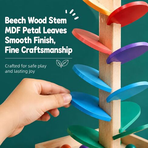Wooden Marble Run Music Tree: Montessori Toys for Kids 3+ Year Old, Cause and Effect Marble Ball Run Learning Game with 12 Balls, Wood Color Sorting Toys for 4-8 Boys and Girls Birthday in Saudi Arabia