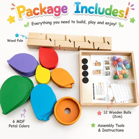Wooden Marble Run Music Tree: Montessori Toys for Kids 3+ Year Old, Cause and Effect Marble Ball Run Learning Game with 12 Balls, Wood Color Sorting Toys for 4-8 Boys and Girls Birthday in Saudi Arabia
