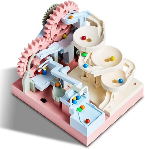 Dollox Marble Run for Kids, Marble Rush Set with Motorized Gear Elevator, Spiral Track and Marbles, 40pcs Building Blocks Construction Toy, STEM Gift for Adults Kids in Kuwait