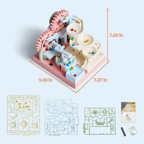 Dollox Marble Run for Kids, Marble Rush Set with Motorized Gear Elevator, Spiral Track and Marbles, 40pcs Building Blocks Construction Toy, STEM Gift for Adults Kids in Kuwait