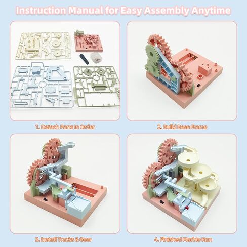 Dollox Marble Run for Kids, Marble Rush Set with Motorized Gear Elevator, Spiral Track and Marbles, 40pcs Building Blocks Construction Toy, STEM Gift for Adults Kids in Kuwait