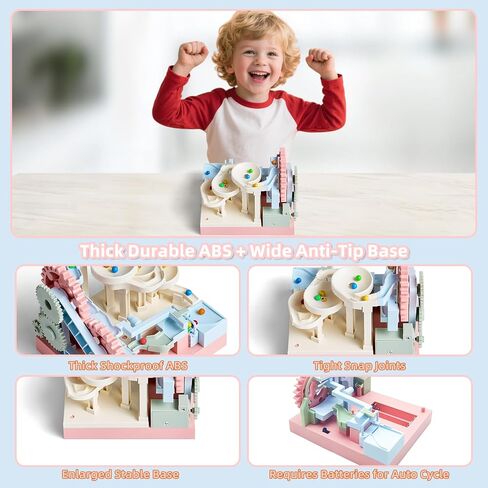 Dollox Marble Run for Kids, Marble Rush Set with Motorized Gear Elevator, Spiral Track and Marbles, 40pcs Building Blocks Construction Toy, STEM Gift for Adults Kids in Kuwait