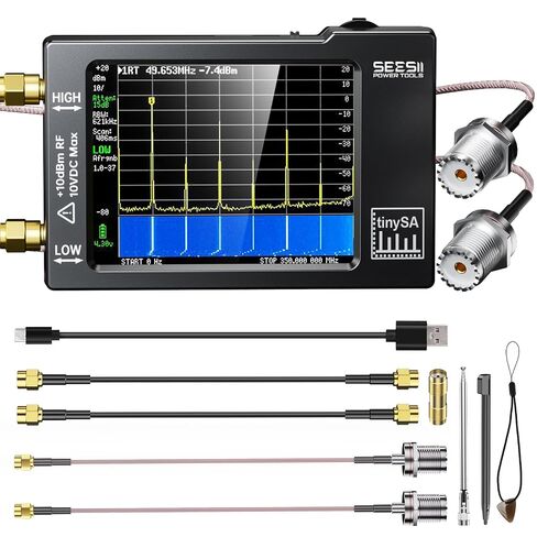 Portable TinySA Spectrum Analyzer,SEESII Upgraded V0.3.1 Handheld Tiny Frequency Analyzer 100kHz to 960MHz MF/HF/VHF UHF Input,Signal Generator with 2.8 inch Touch Screen with ESD Protect Function in Kuwait