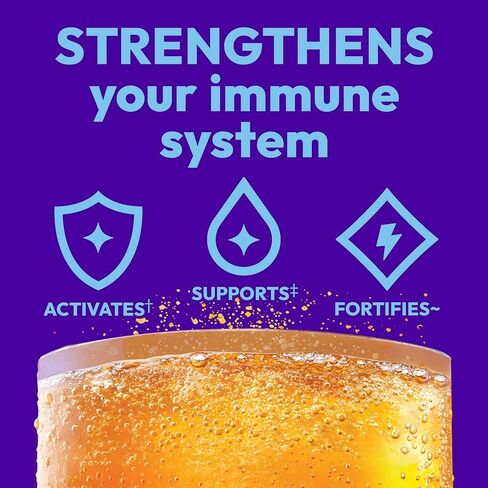 Emergen-C Immune+ Triple Action Immune Support Powder, BetaVia (R), 1000mg Vitamin C, B Vitamins, Vitamin D and Antioxidants, Super Orange – 30 Count (Pack of 1) in Kuwait