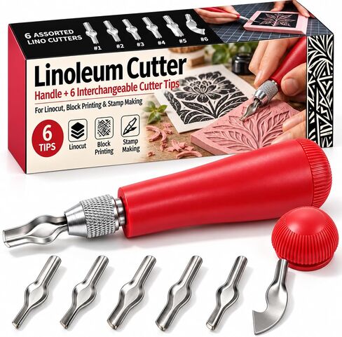 Linocut Tools, Linoleum Carving Lino Cutter with 6 Blades for Printmaking in Saudi Arabia