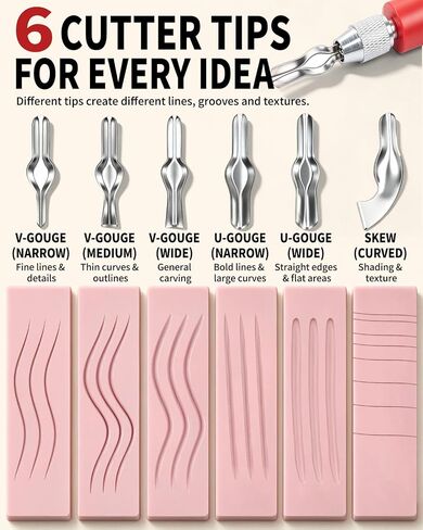 Linocut Tools, Linoleum Carving Lino Cutter with 6 Blades for Printmaking in Saudi Arabia