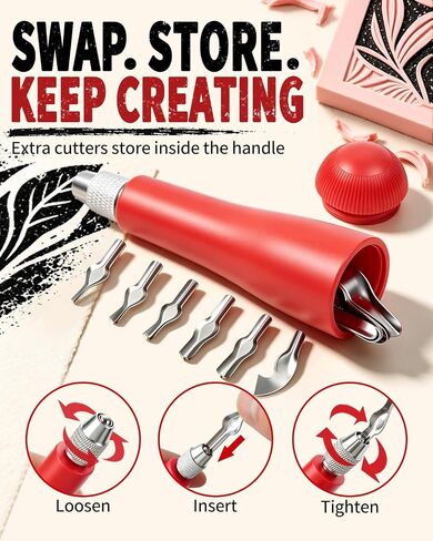 Linocut Tools, Linoleum Carving Lino Cutter with 6 Blades for Printmaking in Saudi Arabia
