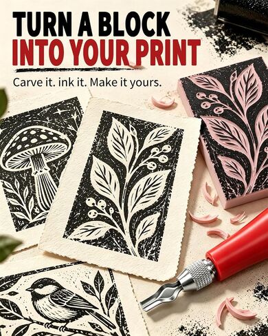 Linocut Tools, Linoleum Carving Lino Cutter with 6 Blades for Printmaking in Saudi Arabia