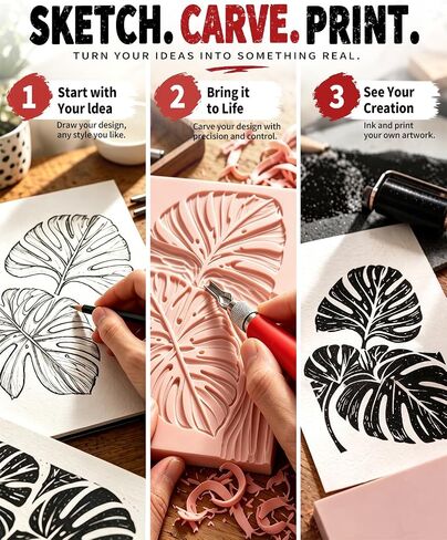 Linocut Tools, Linoleum Carving Lino Cutter with 6 Blades for Printmaking in Saudi Arabia