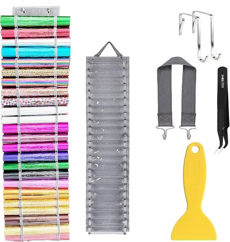 48 Compartments Vinyl Roll Storage, Vinyl Roll Holder Organizer, VinylStorage Rack Wall Mount/Over The Door for Craft Room Organizers and Storage Lengthened（Black） in Kuwait