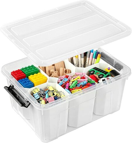 17QT Clear Storage Bins with Lids, Craft Organizers and Storage with Tray in Kuwait
