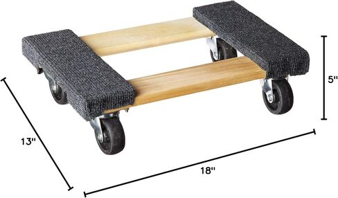 Haul Master | Mover's Dolly 1000 lbs Weight Capacity, L x 12-1/4" W, Grey/Hardwood, 18&quot x 12-14&quot in Kuwait