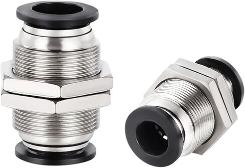 Jienk 10 قطعة اتحاد الحاجز 1/4 بوصة × 1/4 بوصة أنبوب OD ادفع لتوصيل تركيب الأنبوب، PMM-1/4 تركيب هوائي سريع التوصيل in Kuwait