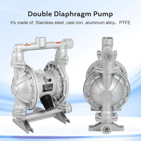 Air Operated Double Diaphragm Pump 1/2 inch Inlet Pneumatic Waste Oil Transfer Pump for Chemical QBK-15 10 GPM Dual Diaphram Polypropylene Nitrile Rubber by Stainless Steel Plastic Max 100 PSI in Kuwait