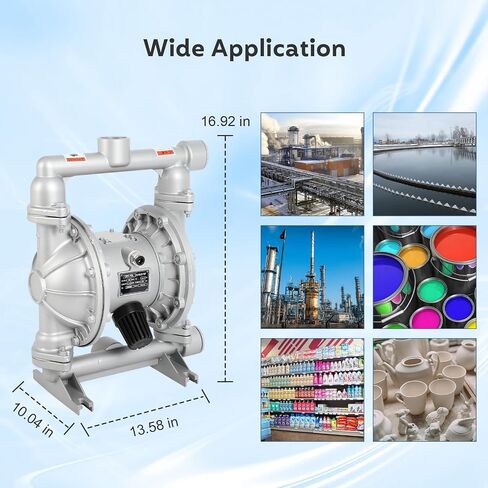 Air Operated Double Diaphragm Pump 1/2 inch Inlet Pneumatic Waste Oil Transfer Pump for Chemical QBK-15 10 GPM Dual Diaphram Polypropylene Nitrile Rubber by Stainless Steel Plastic Max 100 PSI in Kuwait