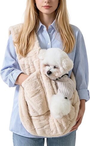 Pet Dog Plush Sling Carrier Bag Warm Crossbody Puppy Carrying Purse in Kuwait