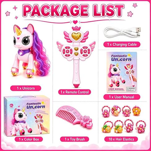 Holyton Remote Control Unicorn Robot Toy for Girls Ages 6+, Magic Wand in Kuwait