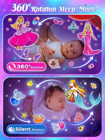 Little Mermaid Toys, 15 Soothing Sounds+18 Films+378 Colors Kids Night Light Projector, 360°+Remote+Cordless+Pink Mermaid Birthday Gifts for Girls, Princess Toys Princess Room Decor[Dreamy Packaging] in Kuwait