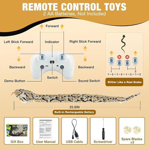 Remote Control Snake Toy, Amphibious RC Snake Gift for Kids 5-8-13 Year Old in Kuwait
