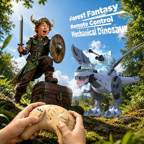 Remote Control Robot Dinosaur Toy with Mist Spray & Roaring Sound, 2.4Ghz Mech Dino Walking RC Toys with Manual Dart Launcher, Cool Best Gifts for Boys Girls Ages 3 4 5 6 7 8 (White) in Kuwait