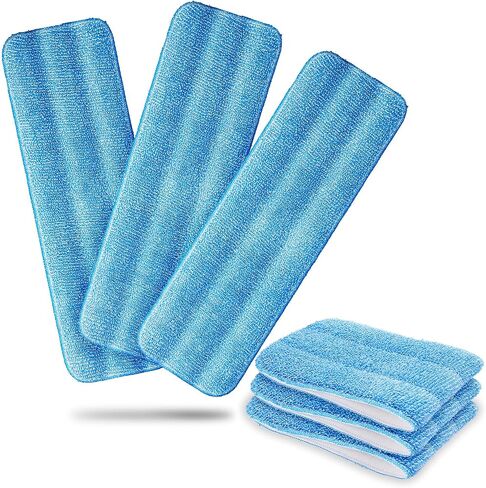 Reusable Microfiber Mop Pads, 6 Pack 18''x 6'' Mop Head Replacement, Wet/Dry Home & Commercial Cleaning Scrubbing Floor Mop Pad- Blue in Saudi Arabia
