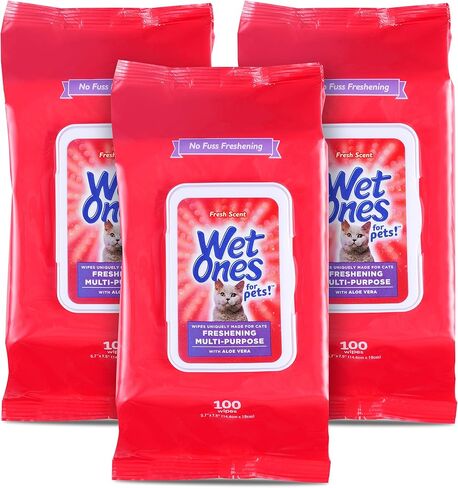 Wet Ones for Pets Freshening Multipurpose Cat Wipes, 100 Count, 3-Pack in Kuwait