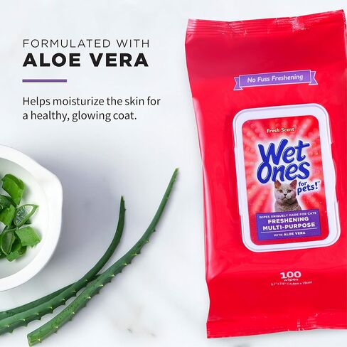Wet Ones for Pets Freshening Multipurpose Cat Wipes, 100 Count, 3-Pack in Kuwait