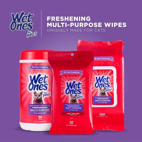 Wet Ones for Pets Freshening Multipurpose Cat Wipes, 100 Count, 3-Pack in Kuwait