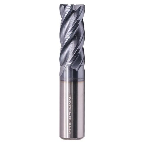 High Performance Solid Carbide End Mill - AlTiN Coated, Variable Helix- .040" Corner Radius, 4 Flute, 3/4" Cutting Diameter, 3/4" Shank Diameter, 1-3/4" Length of Cut, 4" Overall Length, Square End in Kuwait