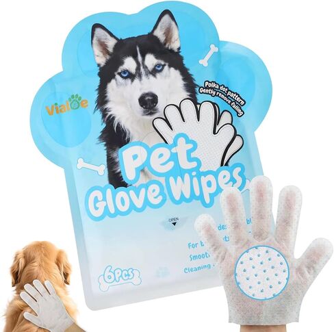 4-in-1 Pet Grooming Glove Wipes – Deshedding, Cleaning, Massage & Coat Care – Removes Loose Fur, Dirt & Odor – Honey, Shea Butter & Oat – 5X Moisture – Waterless Dog & Cat Bath in Kuwait