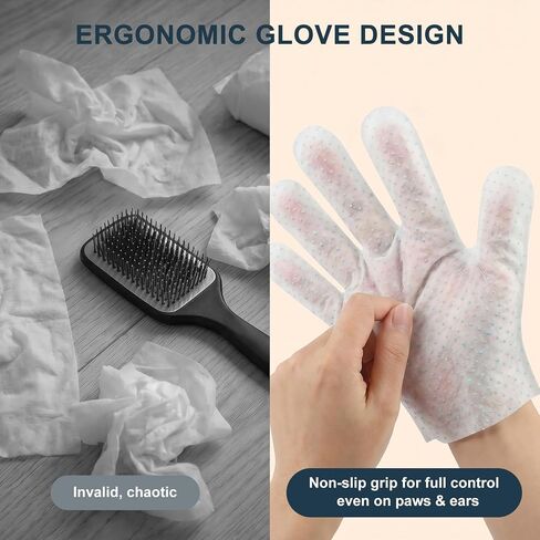 4-in-1 Pet Grooming Glove Wipes – Deshedding, Cleaning, Massage & Coat Care – Removes Loose Fur, Dirt & Odor – Honey, Shea Butter & Oat – 5X Moisture – Waterless Dog & Cat Bath in Kuwait