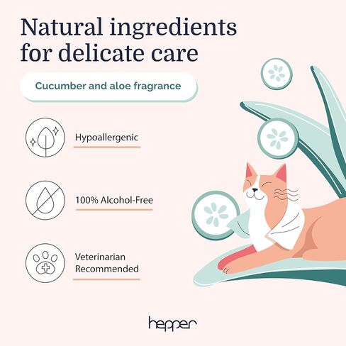 Hepper Pet Wash Wipes - Aloe & Cucumber - For Dogs & Cats in Saudi Arabia