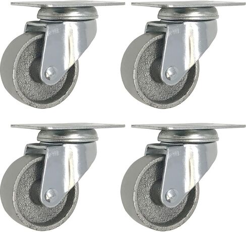 4 All Steel Swivel Plate Caster Wheels w Brake Lock Heavy Duty High-gauge Steel Gray (3" with Brake) in Kuwait